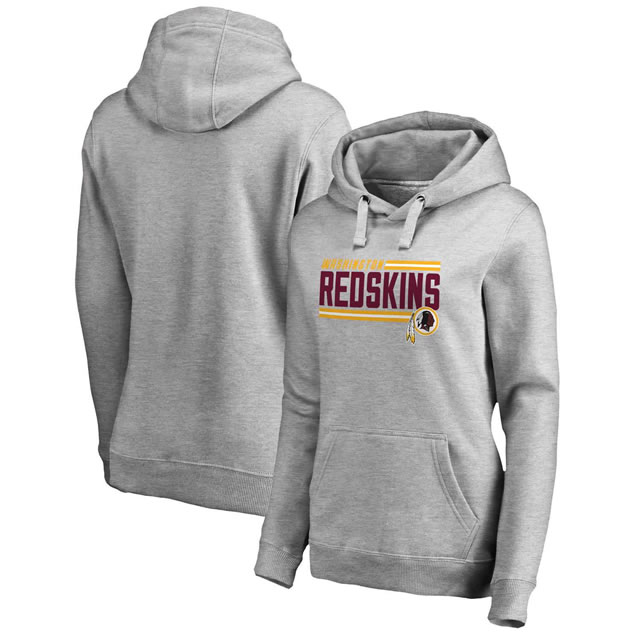 Women Washington Redskins NFL Pro Line by Fanatics Branded Ash Iconic Collection On Side Stripe Pullover Hoodie 90Hou